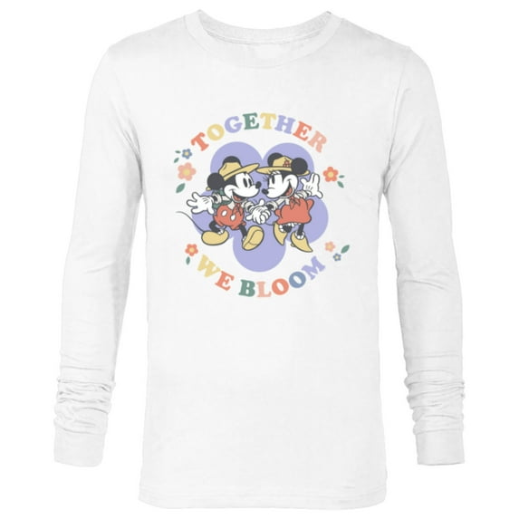 Disney Mickey and Minnie Mouse Together We Bloom Springtime - Long Sleeve T-Shirt for Men - Customized-White