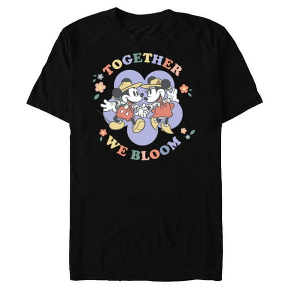Disney Mickey and Minnie Mouse Together We Bloom Springtime - Short Sleeve Blended T-Shirt for Adults - Customized-Black