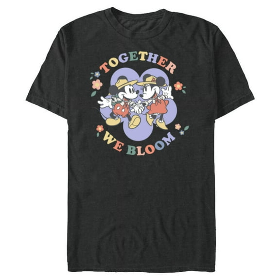 Disney Mickey and Minnie Mouse Together We Bloom Springtime - Short Sleeve Blended T-Shirt for Adults - Customized-Dark Heather
