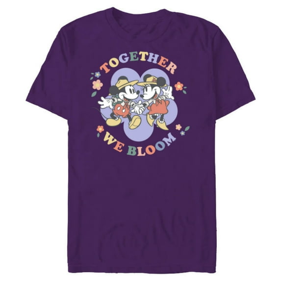 Disney Mickey and Minnie Mouse Together We Bloom Springtime - Short Sleeve Blended T-Shirt for Adults - Customized-Purple