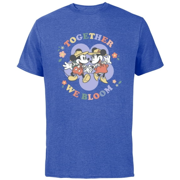 Disney Mickey and Minnie Mouse Together We Bloom Springtime - Short Sleeve Cotton T-Shirt for Adults - Customized-Royal Heather