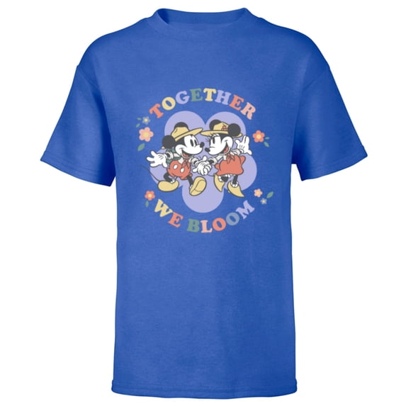 Disney Mickey and Minnie Mouse Together We Bloom Springtime - Short Sleeve T-Shirt for Kids - Customized-Royal