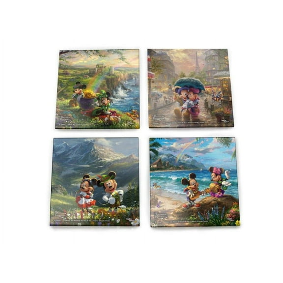 Disney (Mickey and Minnie Mouse Tourists) StarFire Prints Glass Coaster Set of Four