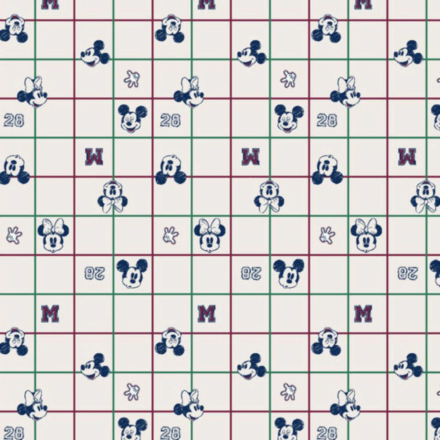 Disney Mickey and Minnie Mouse Vintage Grid Cotton Fabric - Walmart.com