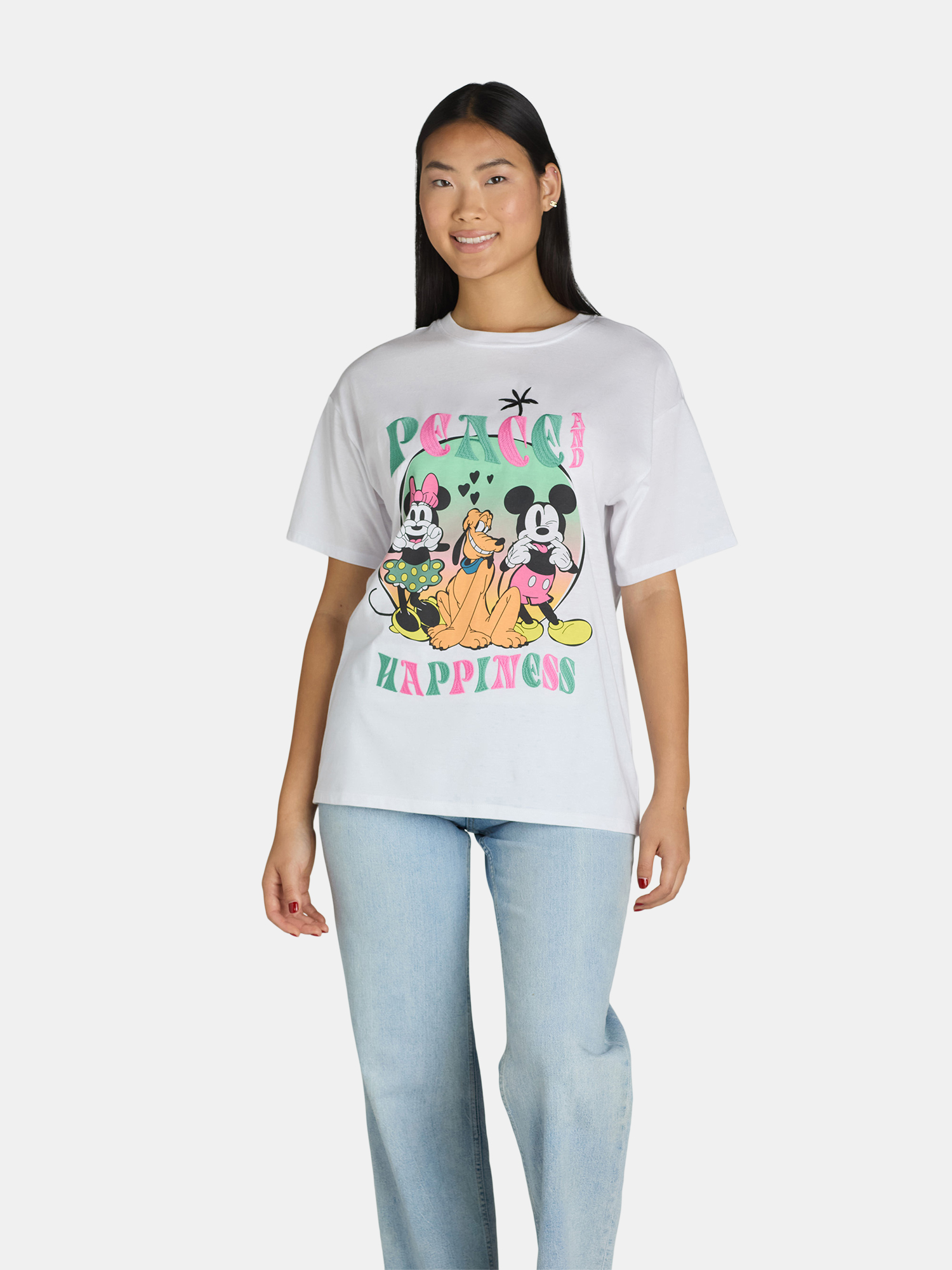 Disney Mickey and Minnie Mouse Juniors Graphic Multi Patch Tee with ...