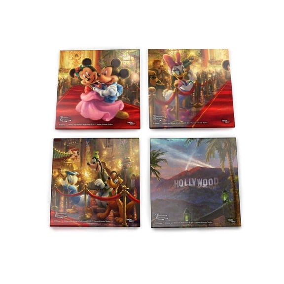 Disney (Mickey and Minnie Mouse in Hollywood) StarFire Prints Glass Coaster Set of Four SPCSTR799
