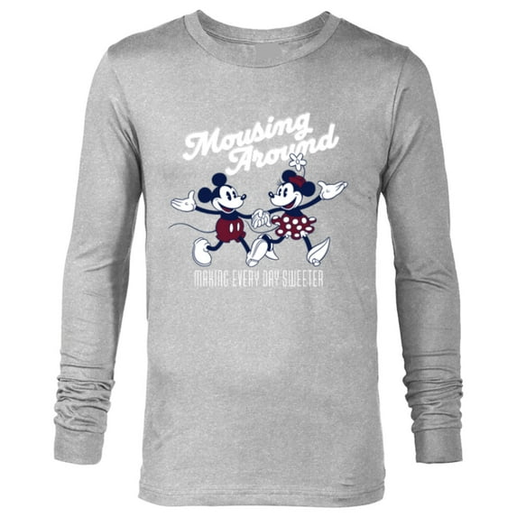 Disney Mickey and Minnie Mousing Around Retro Vintage - Long Sleeve T-Shirt for Men - Customized-Athletic Heather