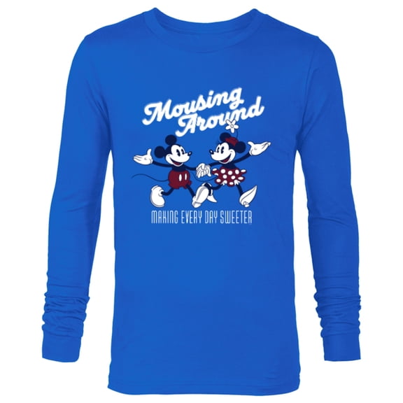 Disney Mickey and Minnie Mousing Around Retro Vintage - Long Sleeve T-Shirt for Men - Customized-Navy