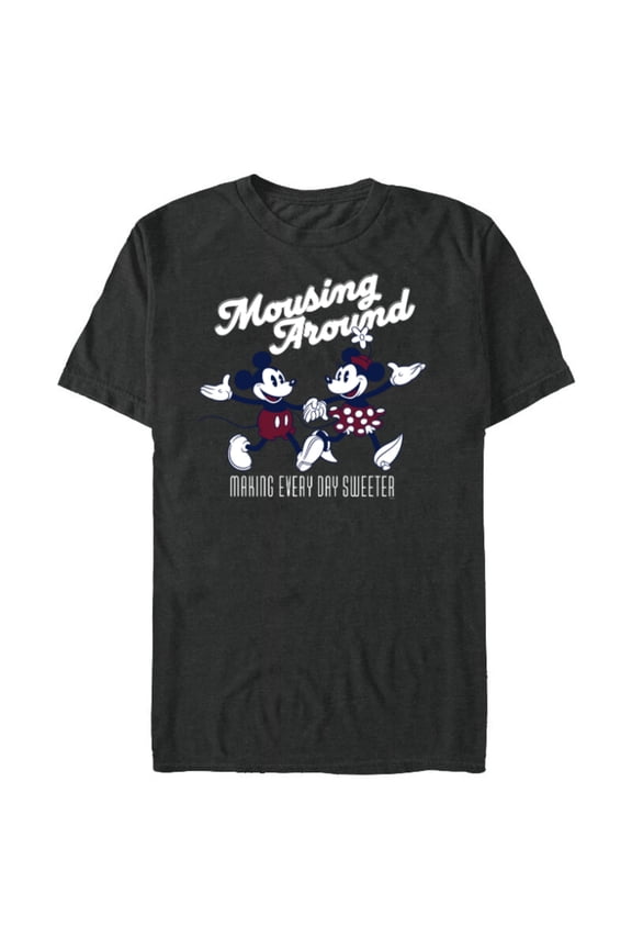 Mickey and Minnie Mousing Around Retro Vintage - Short Sleeve Blended T-Shirt for Adults - Customized-Dark Heather