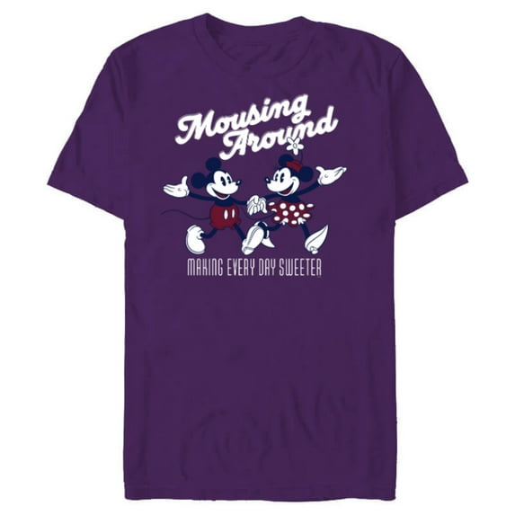Disney Mickey and Minnie Mousing Around Retro Vintage - Short Sleeve Blended T-Shirt for Adults - Customized-Purple