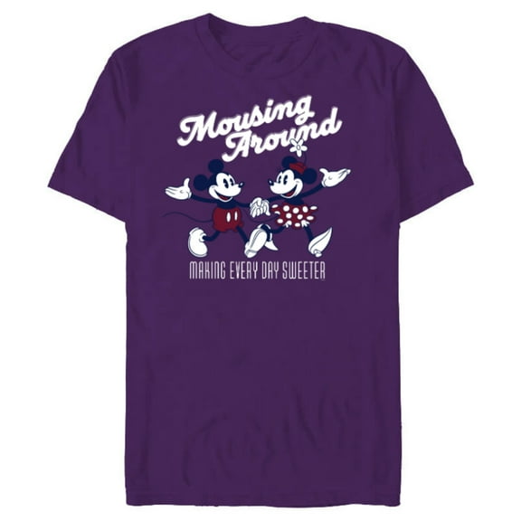 Disney Mickey and Minnie Mousing Around Retro Vintage - Short Sleeve Blended T-Shirt for Adults - Customized-Purple