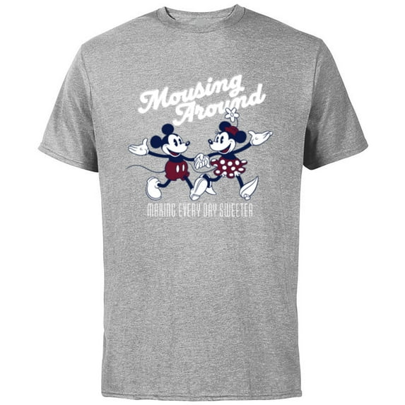 Disney Mickey and Minnie Mousing Around Retro Vintage - Short Sleeve Cotton T-Shirt for Adults - Customized-Athletic Heather
