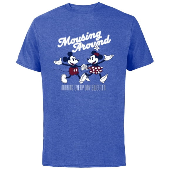 Disney Mickey and Minnie Mousing Around Retro Vintage - Short Sleeve Cotton T-Shirt for Adults - Customized-Royal Heather