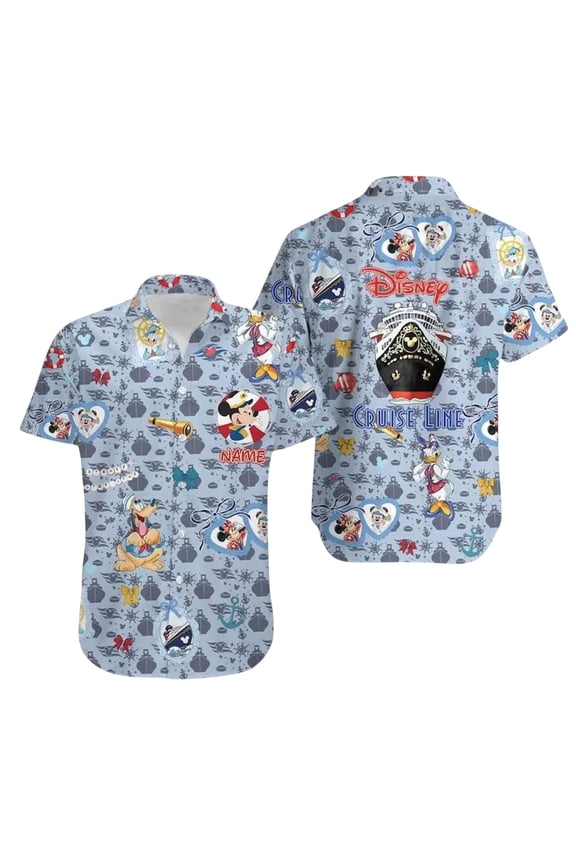 Disney Mickey and Minnie Summer Hawaiian Shirt, Custom Vacation Shirt for Couples, Tropical Button Up Shirt