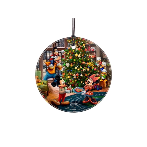 Disney (Mickey and Minnie Trimming the Tree) StarFire Prints Hanging Glass Print SPCIR1322