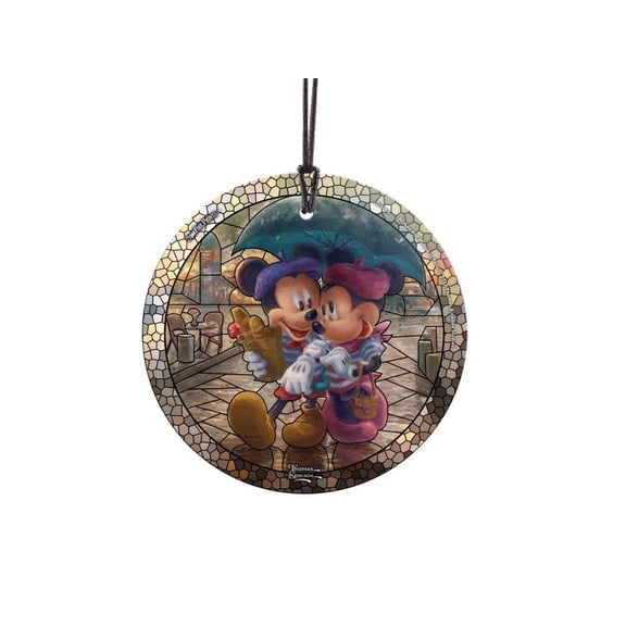 Disney (Mickey and Minnie in Paris - Stained Glass) StarFire Prints Hanging Glass Print SPCIR842