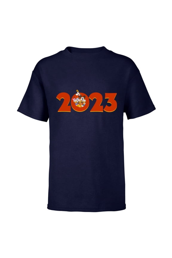 Mickey and the Gang 2023 100th Anniversary New Year - Short Sleeve T-Shirt for Kids - Customized-Navy