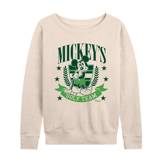 Disney - Mickey's Golf Team Women's Lightweight French Terry Wide Neck Long Sleeve Graphic Shirt