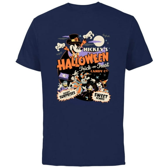 Disney Mickey’s Halloween Trick or Treat Candy Co. - Short Sleeve Cotton T-Shirt for Adults - Customized-Navy