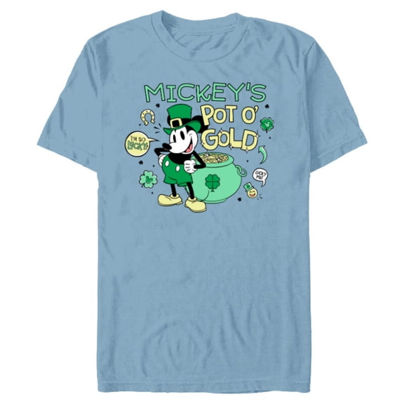 Disney Mickey’s Pot o’ Gold St Patrick’s Day Retro - Short Sleeve Blended T-Shirt for Adults - Customized-Ocean Blue