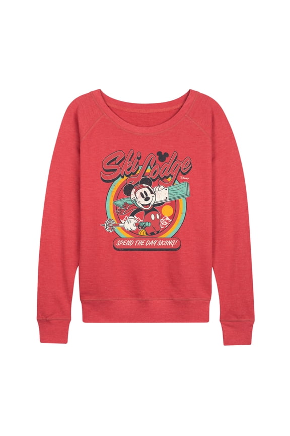 - Mickey's Ski Lodge - Women's French Terry Long Sleeve Pullover
