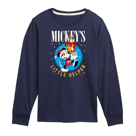 Disney - Mickeys Little Helper Christmas - Toddler & Youth Long Sleeve Graphic T-Shirt