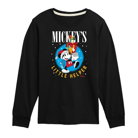 Disney - Mickeys Little Helper Christmas - Toddler & Youth Long Sleeve Graphic T-Shirt