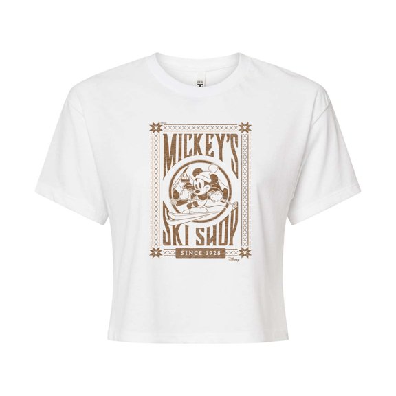Disney - Mickey's Ski Shop - Juniors Cropped Graphic T-Shirt