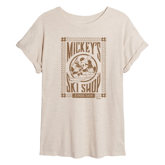 Disney - Mickey's Ski Shop - Juniors Oversized Graphic T-Shirt