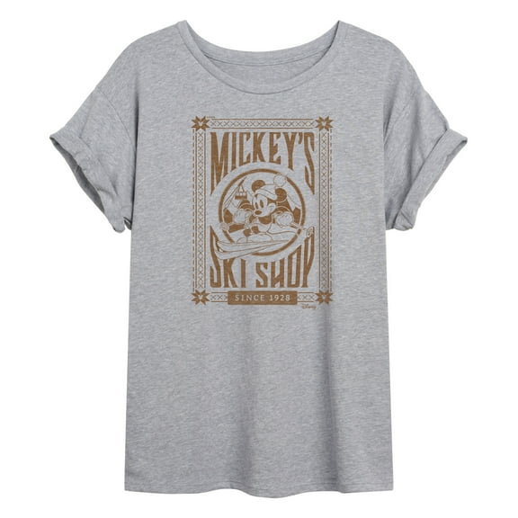 Disney - Mickey's Ski Shop - Juniors Oversized Graphic T-Shirt