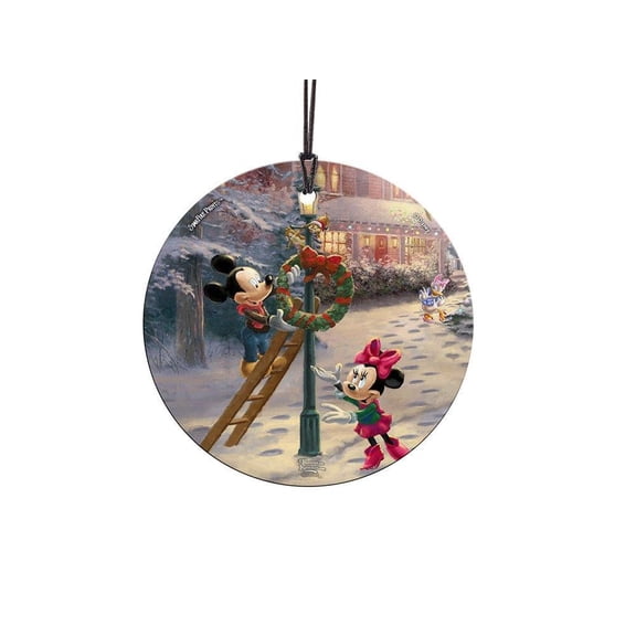 Disney (Mickeys Victorian Christmas - Mickey and Minnie Mouse) StarFire Prints Hanging Glass Print SPCIR1000