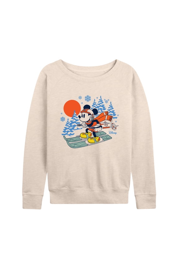- Mickey Skiing - Women's Lightweight French Terry Long Sleeve Shirt