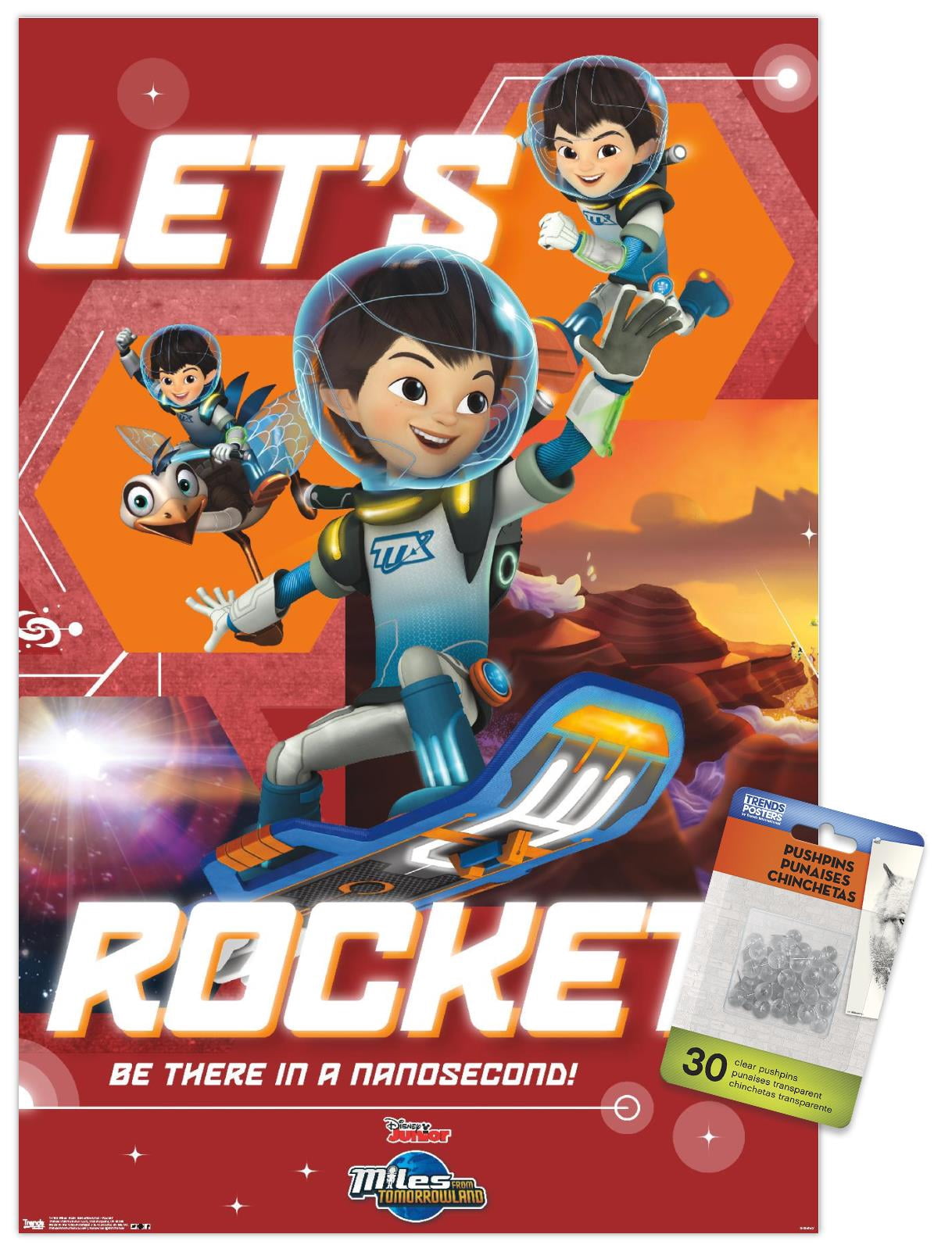 Disney Miles from Tomorrowland - Rocket Wall Poster with Push Pins, 14.725" x 22.375"