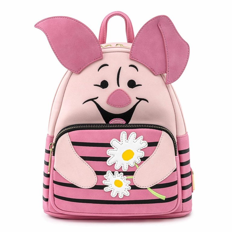 Disney Burgundy Mini Backpack with Piglet Plush Charm Disney Winnie the Pooh Piglet Doll keyring Plush Toy  main image 2