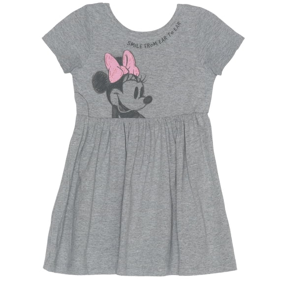 Disney - Minne Smile From Ear To Ear Girls' Fit & Flair Cap Sleeve Graphic Dress