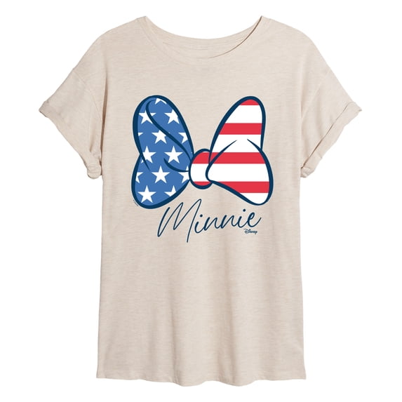 Disney - Minnie Americana Bow - Juniors Oversized Graphic T-Shirt