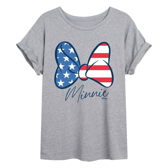 Disney - Minnie Americana Bow - Juniors Oversized Graphic T-Shirt