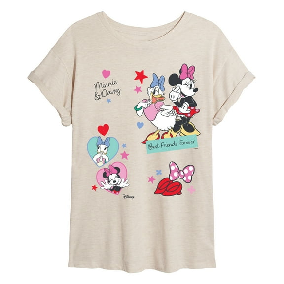 Disney - Minnie And Daisy Placement Oversized - Womens Oversized Graphic T-Shirt