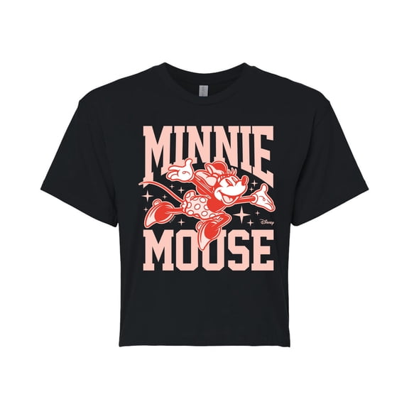 Disney - Minnie Arms Up - Juniors Cropped Cotton Blend T-Shirt