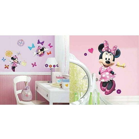 Disney Minnie Bow-Tique Wall Decals & Disney Minnie Mouse Peel and Stick Wall Decals Combo Set
