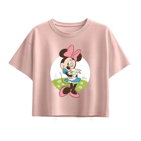Disney - Minnie Bunny Character Art - Youth Girls Boxy T-Shirt