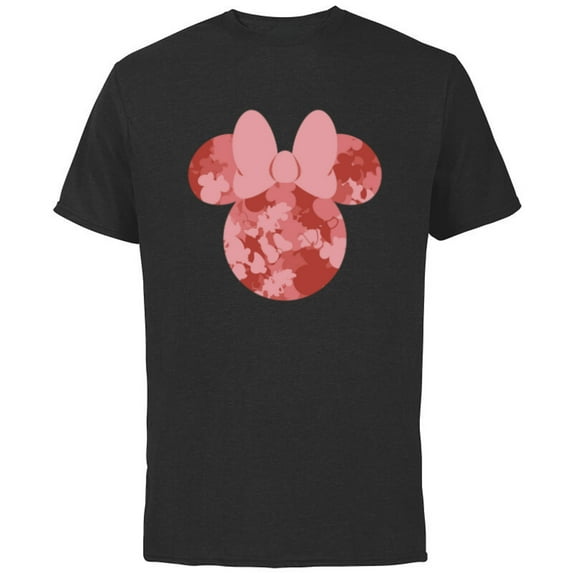Disney Minnie Camo Pink - Short Sleeve Cotton T-Shirt for Adults - Customized-Black