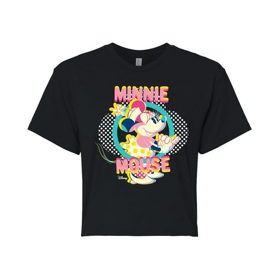 Disney - Minnie Circle Frame - Juniors Cropped Cotton Blend T-Shirt