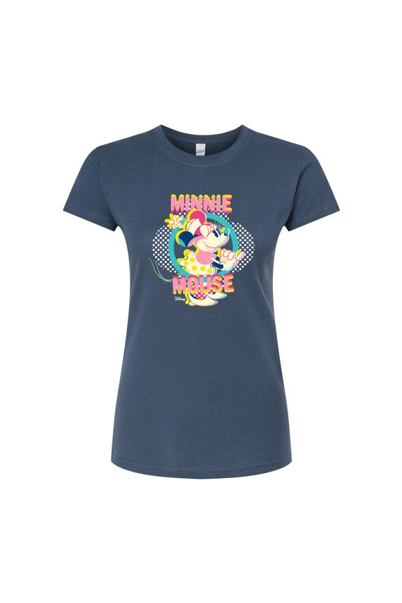 - Minnie Circle Frame - Juniors Fitted Graphic T-Shirt