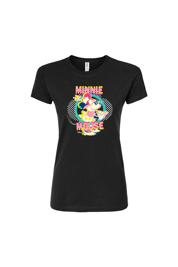 - Minnie Circle Frame - Juniors Fitted Graphic T-Shirt