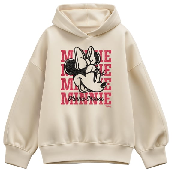 Disney - Minnie Collegiate Repeated - Women's Oversized Fleece Hoodie Sweatshirt