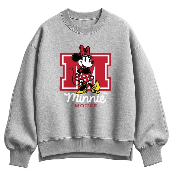 Disney - Minnie Collegiate - Women's Oversized Fleece Crew Sweatshirt