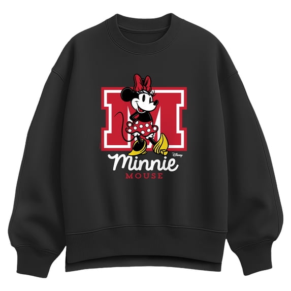 Disney - Minnie Collegiate - Women's Oversized Fleece Crew Sweatshirt