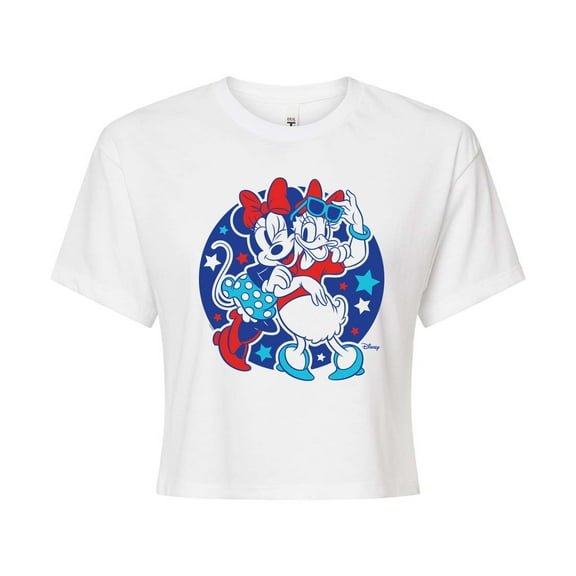 Disney - Minnie Daisy Americana - Juniors Cropped Cotton Blend T-Shirt