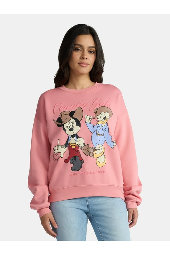 Disney Women's Minnie Mouse and Daisy Graphic Sweatshirt with Long Sleeves, Sizes XXS-2XL